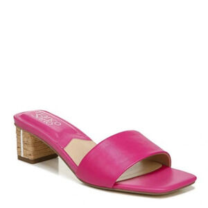 Franco Sarto Pink Leather Padded Open Toe Block Heels - Size 8.5